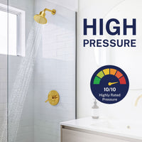High Pressure Gillian — The METAL Filtered Shower Head Brushed Gold / 2.5 GPM Brushed Gold / 1.75 GPM - The Shower Head Store
