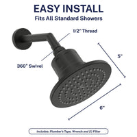 Easy Install Gillian — The METAL Filtered Shower Head Matte Black / 2.5 GPM Matte Black / 1.75 GPM - The Shower Head Store