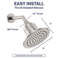 Easy Install Gillian — The METAL Filtered Shower Head Brushed Nickel / 2.5 GPM Brushed Nickel / 1.75 GPM - The Shower Head Store