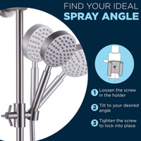 Find Your Ideal Spray Angle Dual Shower Head with Slide Bar Set Brushed Nickel / 2.5 - The Shower Head Store