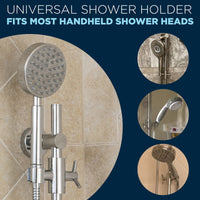 Universal Shower Holder Fits Most Handheld Shower Heads Slide Bar Brushed Nickel — The Shower Head Store