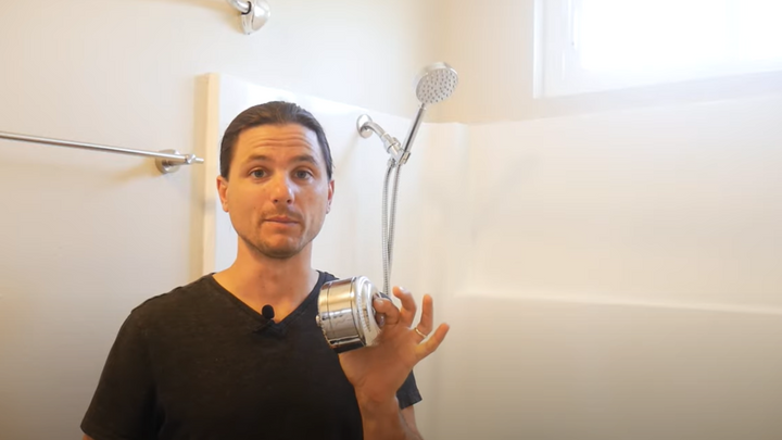 Justin Ball Founder of HammerHead Showers showing How to Install a Shower Head Filter