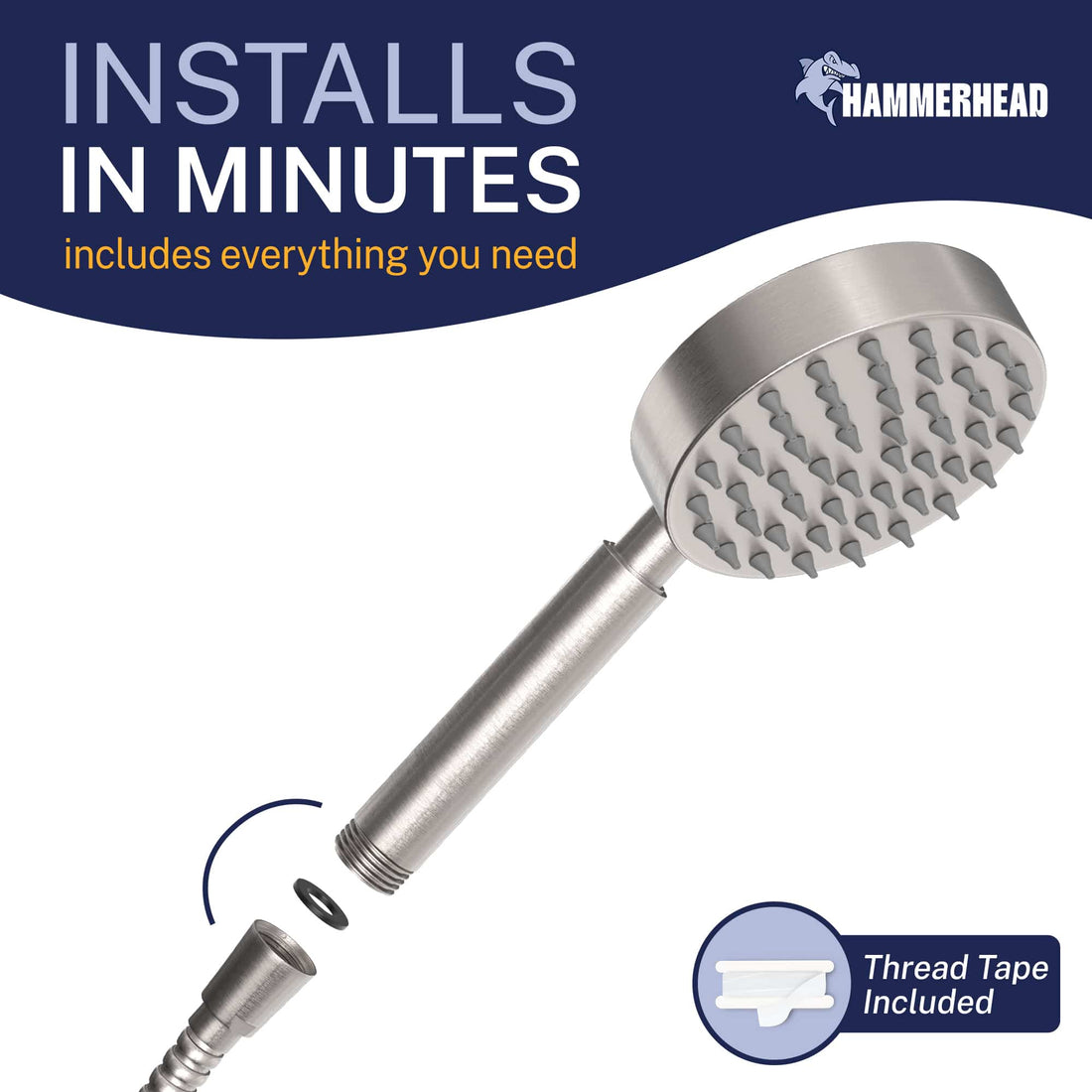 Installation All Metal 1-Spray Handshower Brushed Nickel / 2.5 GPM Brushed Nickel / 1.75 GPM - The Shower Head Store