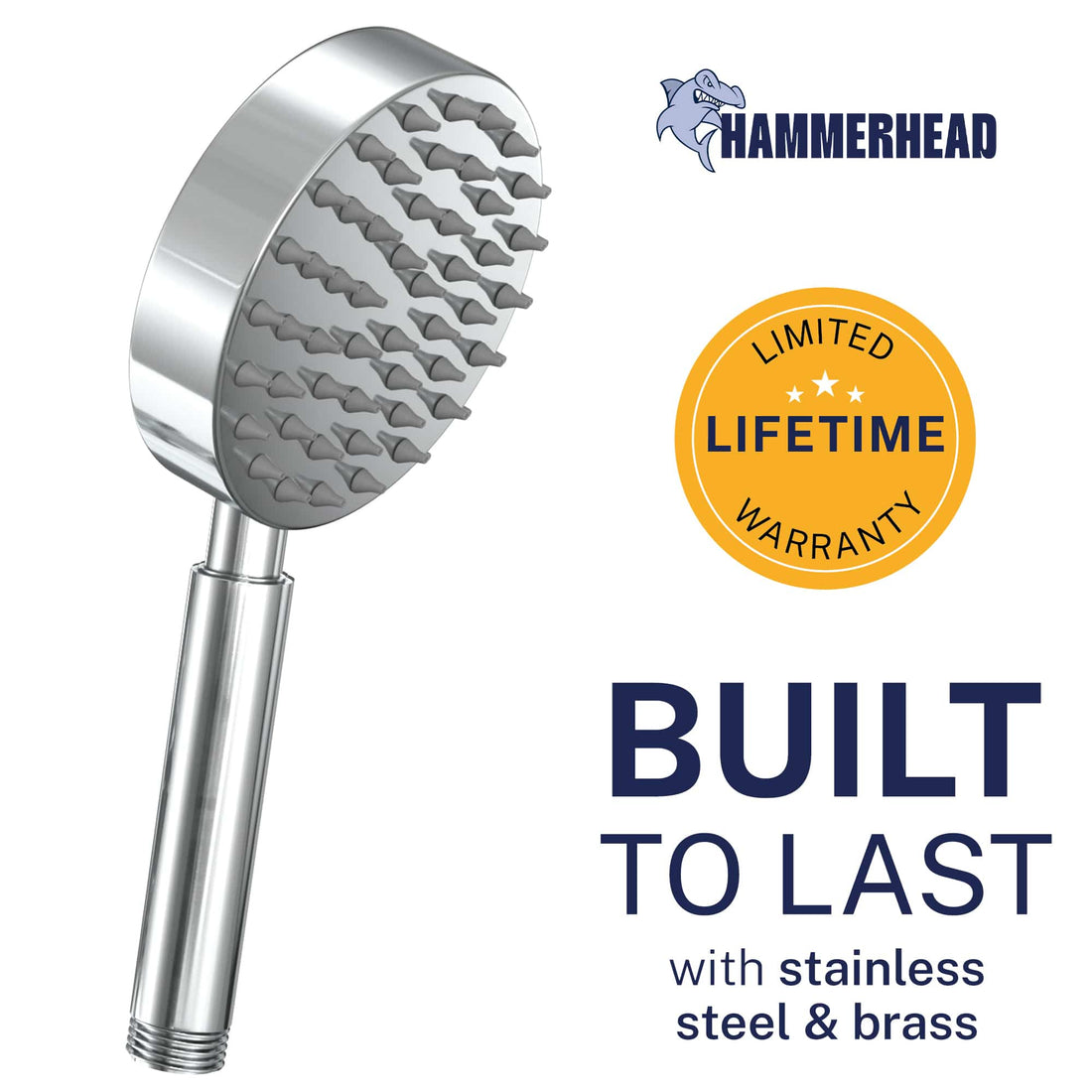 Built to Last All Metal Hand Held Shower Head Chrome / 2.5 GPM Chrome / 1.75 GPM - The Shower Head Store