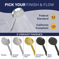 Finish and Flow All Metal Hand Held Shower Head Chrome / 2.5 GPM Chrome / 1.75 GPM - The Shower Head Store