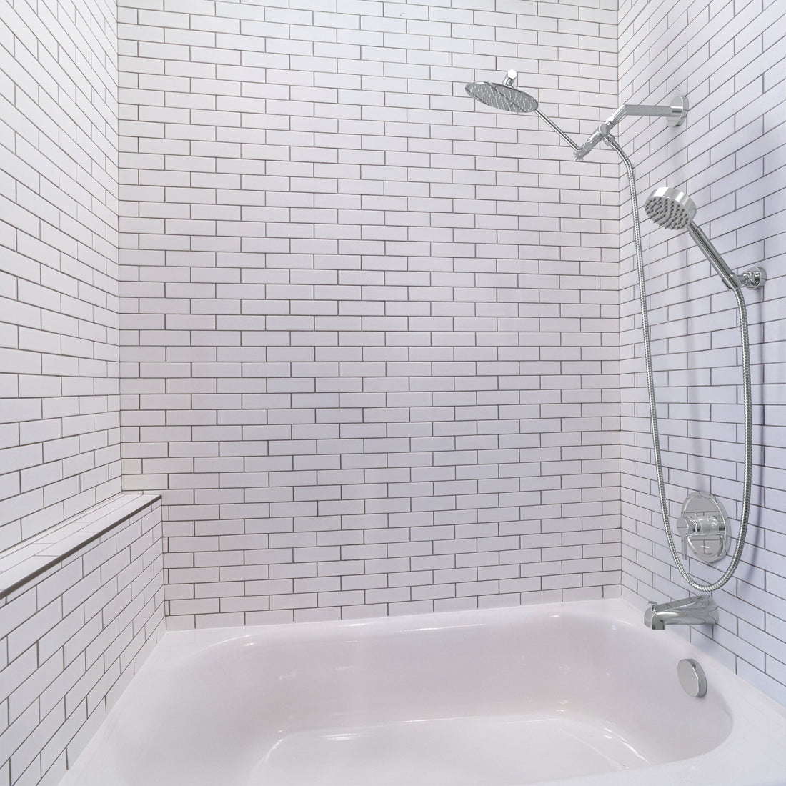 Lifestyle All Metal Dual Shower Head with Adjustable Arm and Shower Head Wall Mount with Valve and Trim Chrome / 2.5 - The Shower Head Store