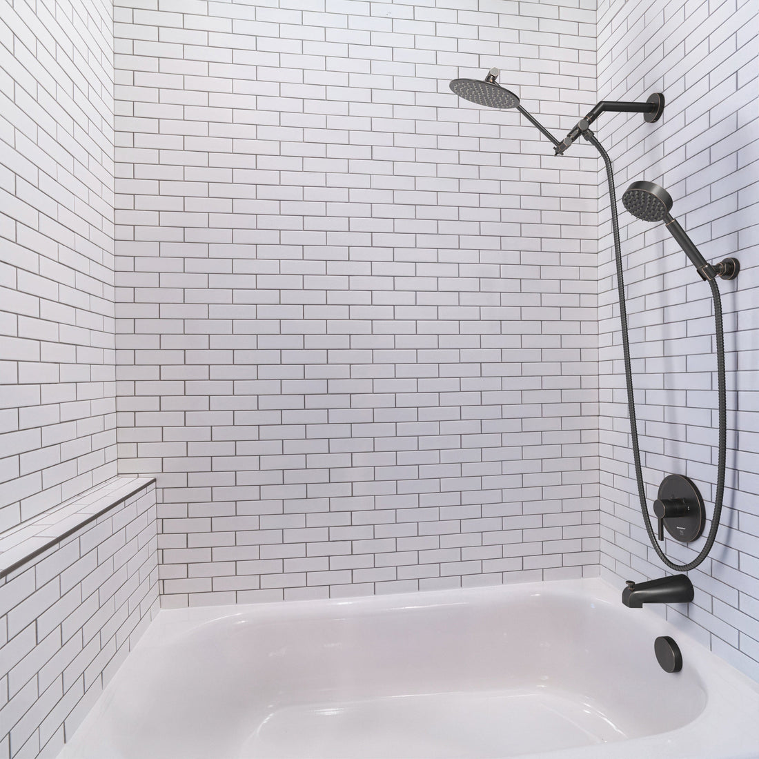 Lifestyle All Metal Dual Shower Head with Adjustable Arm and Shower Head Wall Mount with Valve and Trim Oil Rubbed Bronze  / 2.5 - The Shower Head Store