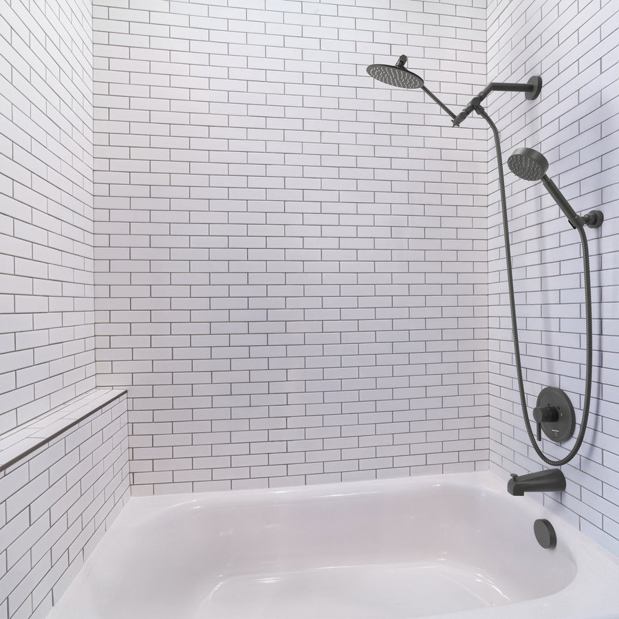 Lifestyle All Metal Dual Shower Head with Adjustable Arm and Shower Head Wall Mount with Valve and Trim Matte Black  / 2.5 - The Shower Head Store