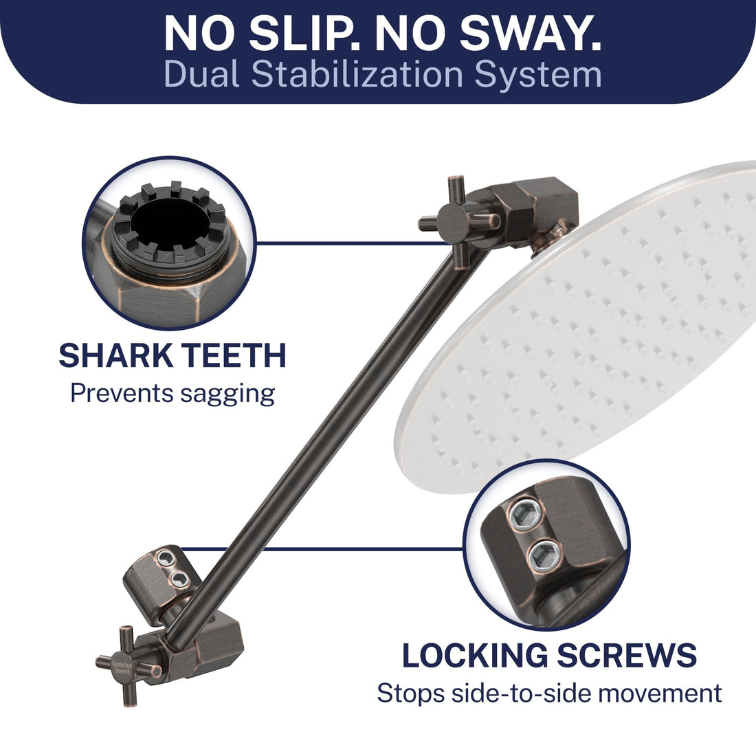 Locking Screws 12 Inch Adjustable Shower Arm Extension V3 12 Inch / Oil Rubbed Bronze - The Shower Head Store