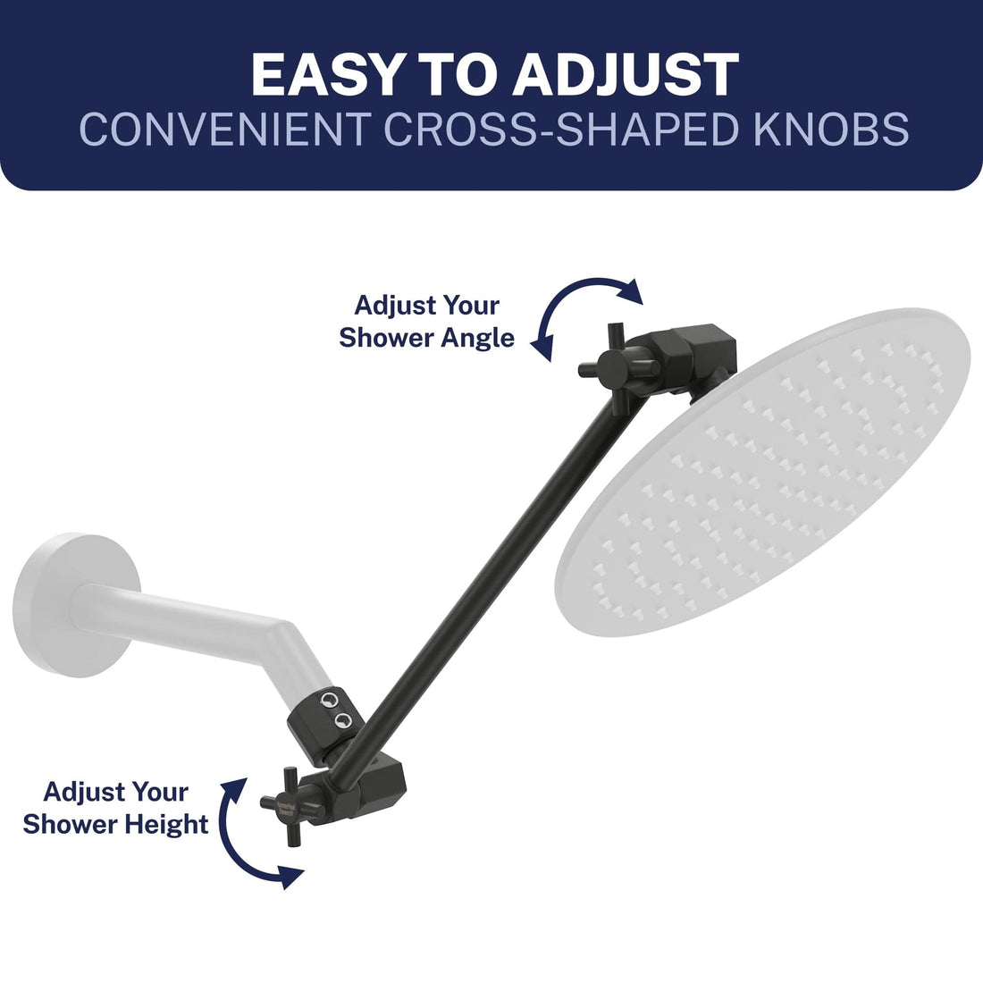 Easy to Adjust 12 Inch Adjustable Shower Arm Extension V3 12 Inch / Matte Black - The Shower Head Store