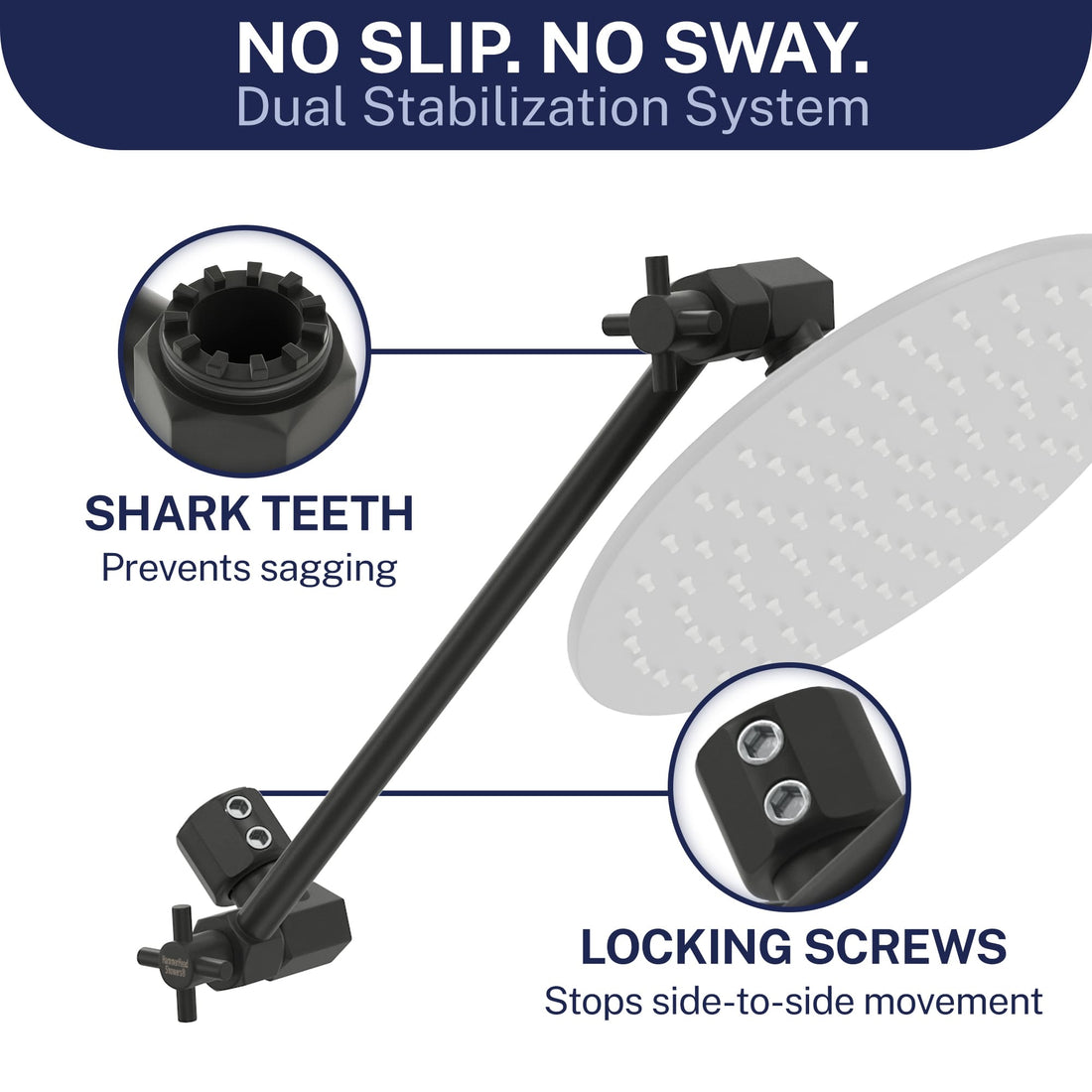 Features 12 Inch Adjustable Shower Arm Extension V3 12 Inch / Matte Black - The Shower Head Store