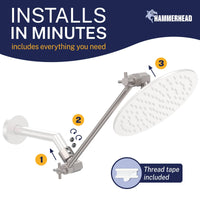 Installation 12 Inch Adjustable Shower Arm Extension V3 12 Inch / Brushed Nickel - The Shower Head Store