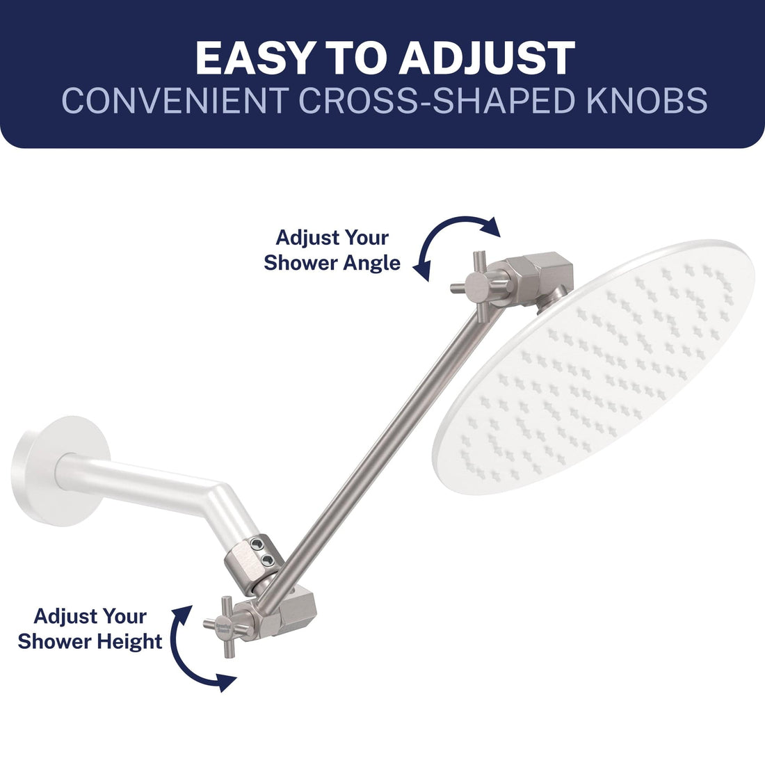 Easy to Adjust 12 Inch Adjustable Shower Arm Extension V3 12 Inch / Brushed Nickel - The Shower Head Store