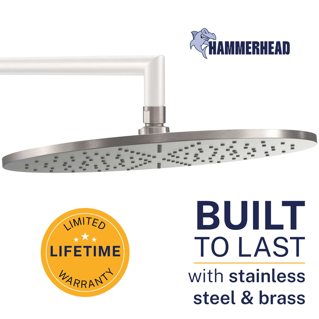 Built to Last 12 Inch Rain Shower Head Brushed Nickel  / 2.5 - The Shower Head Store