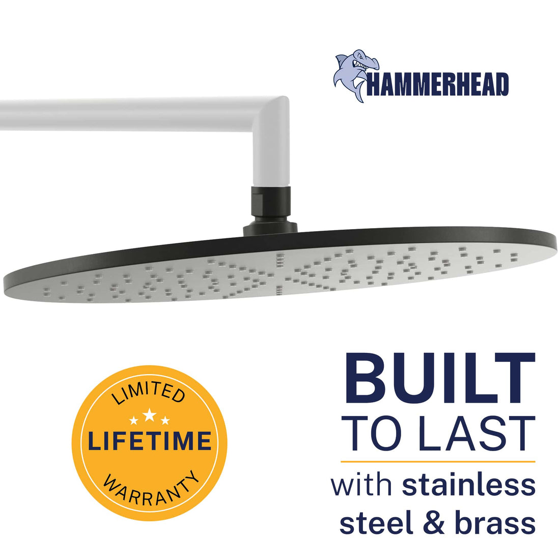 Built to Last 12 Inch Rain Shower Head Matte Black  / 2.5 - The Shower Head Store