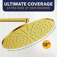 Ultimate Coverage 12 Inch Rain Shower Head Brushed Gold  / 2.5 - The Shower Head Store