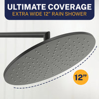 Ultimate Coverage 12 Inch Rain Shower Head Matte Black  / 2.5 - The Shower Head Store