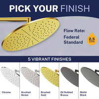 Finishes 12 Inch Rain Shower Head Brushed Gold  / 2.5 - The Shower Head Store