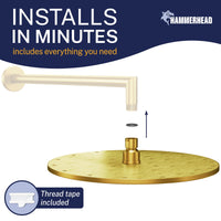 Easy Install 12 Inch Rain Shower Head Brushed Gold  / 2.5 - The Shower Head Store