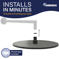 Easy Install 12 Inch Rain Shower Head Matte Black  / 2.5 - The Shower Head Store