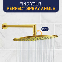 Perfect Spray Angle 12 Inch Rain Shower Head Brushed Gold  / 2.5 - The Shower Head Store