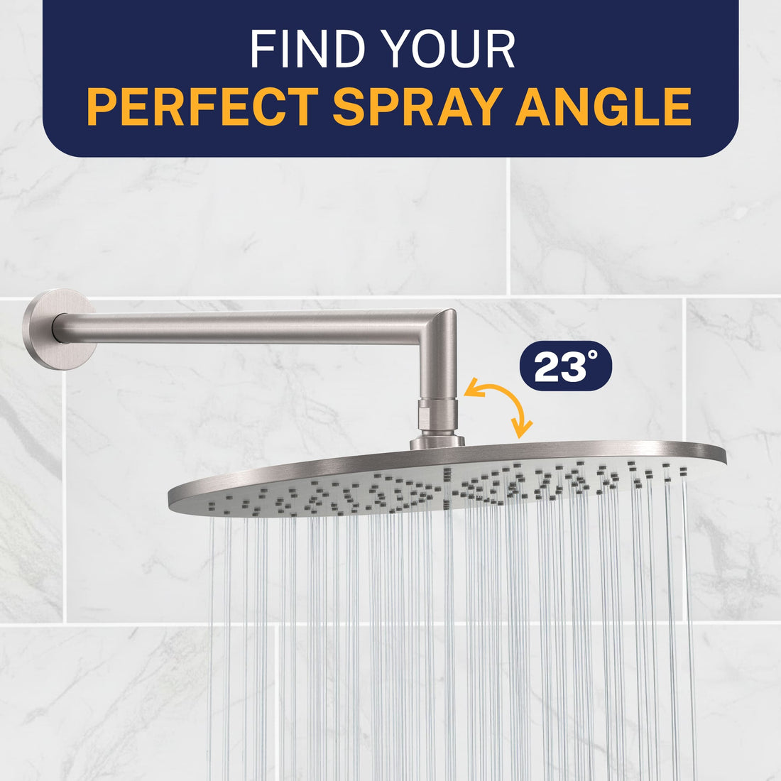 Perfect Spray Angle 12 Inch Rain Shower Head Brushed Nickel  / 2.5 - The Shower Head Store