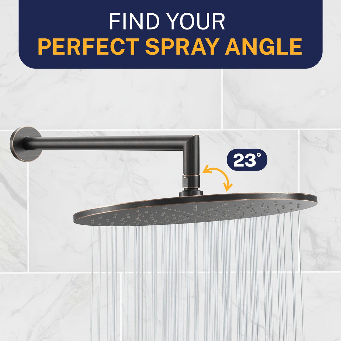 Perfect Spray Angle 12 Inch Rain Shower Head Oil Rubbed Bronze  / 2.5 - The Shower Head Store