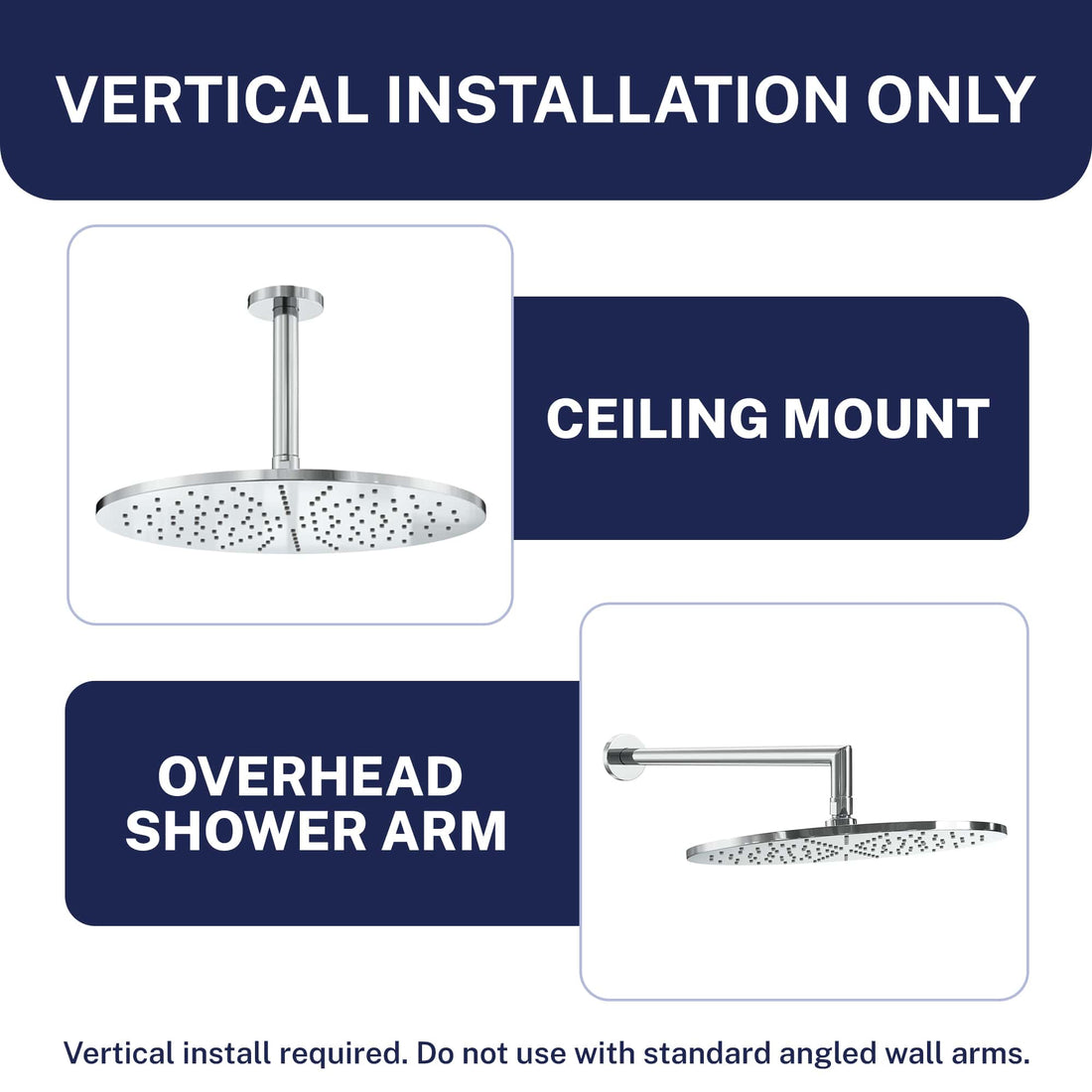Installation 12 Inch Rain Shower Head Chrome / 2.5 - The Shower Head Store
