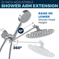Adjustable Shower Arm 1-Spray Dual with Adjustable Arm Chrome / 2.5 - The Shower Head Store