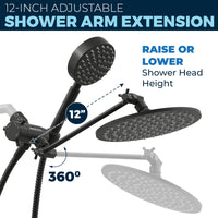 Adjustable Shower Arm 1-Spray Dual with Adjustable Arm Matte Black / 2.5 - The Shower Head Store