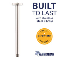 Built to Last Straight Shower Arm Brushed Nickel / 12 Inch - The Shower Head Store