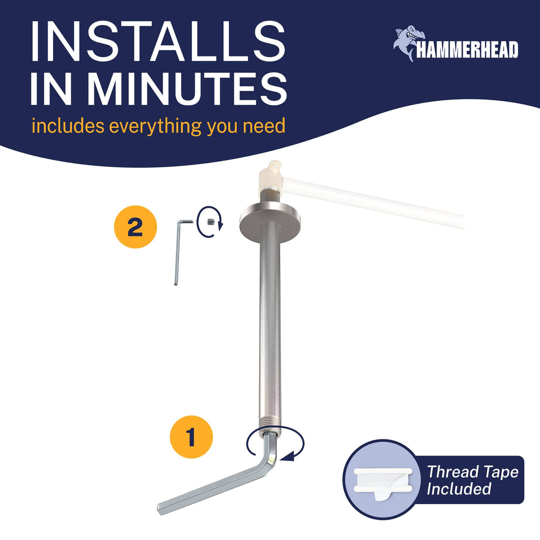 Installation Straight Shower Arm Brushed Nickel / 12 Inch - The Shower Head Store