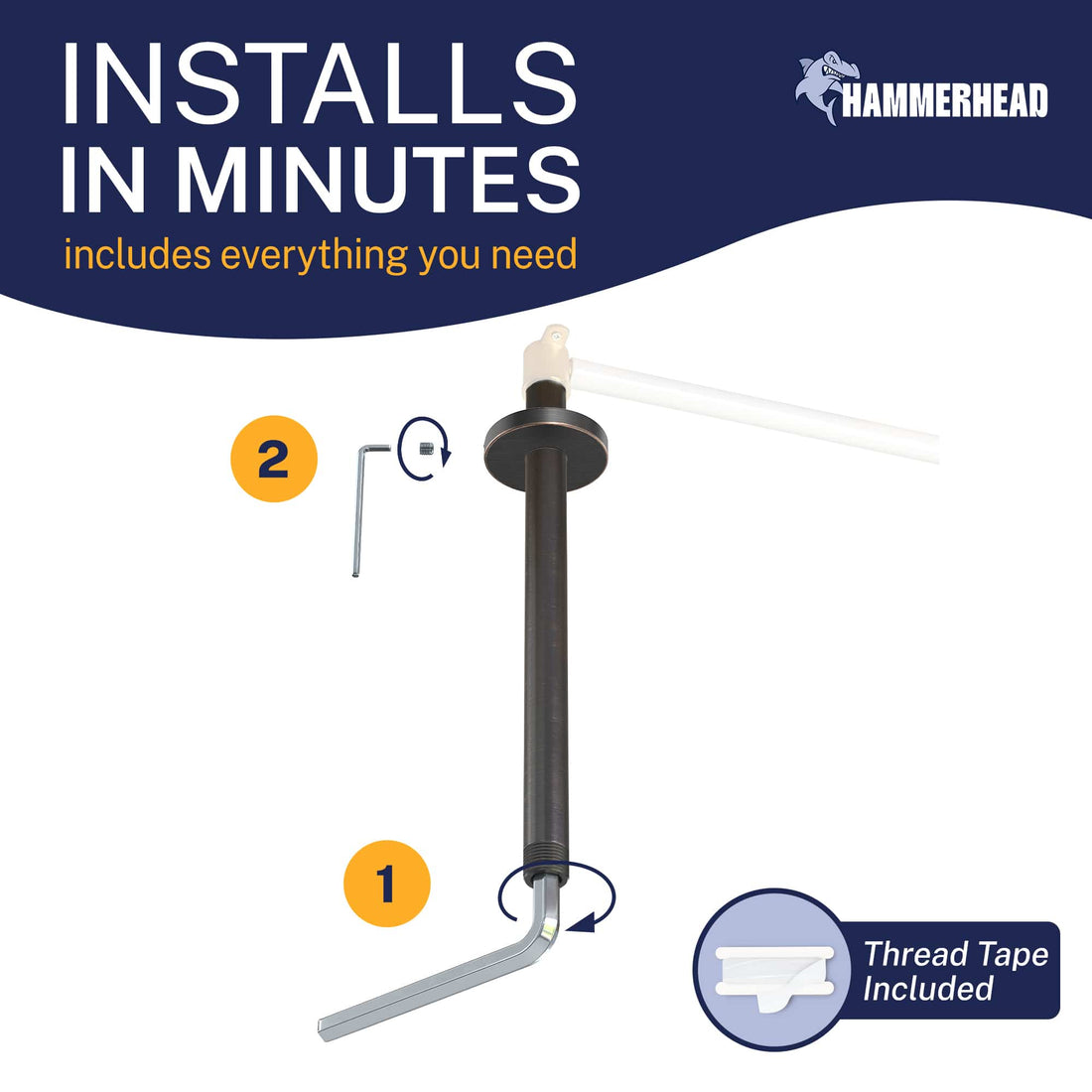 Installation Straight Shower Arm Oil Rubbed Bronze / 12 Inch - The Shower Head Store