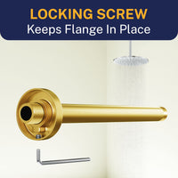Locking Screw Straight Shower Arm Brushed Gold / 12 Inch - The Shower Head Store