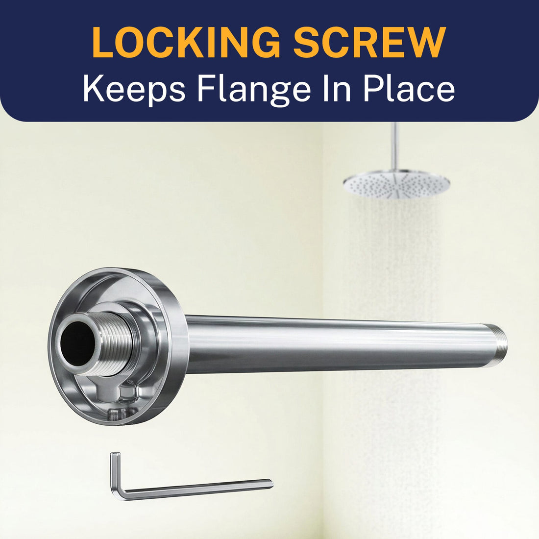 Locking Flange Straight Shower Arm Chrome / 12 Inch - The Shower Head 