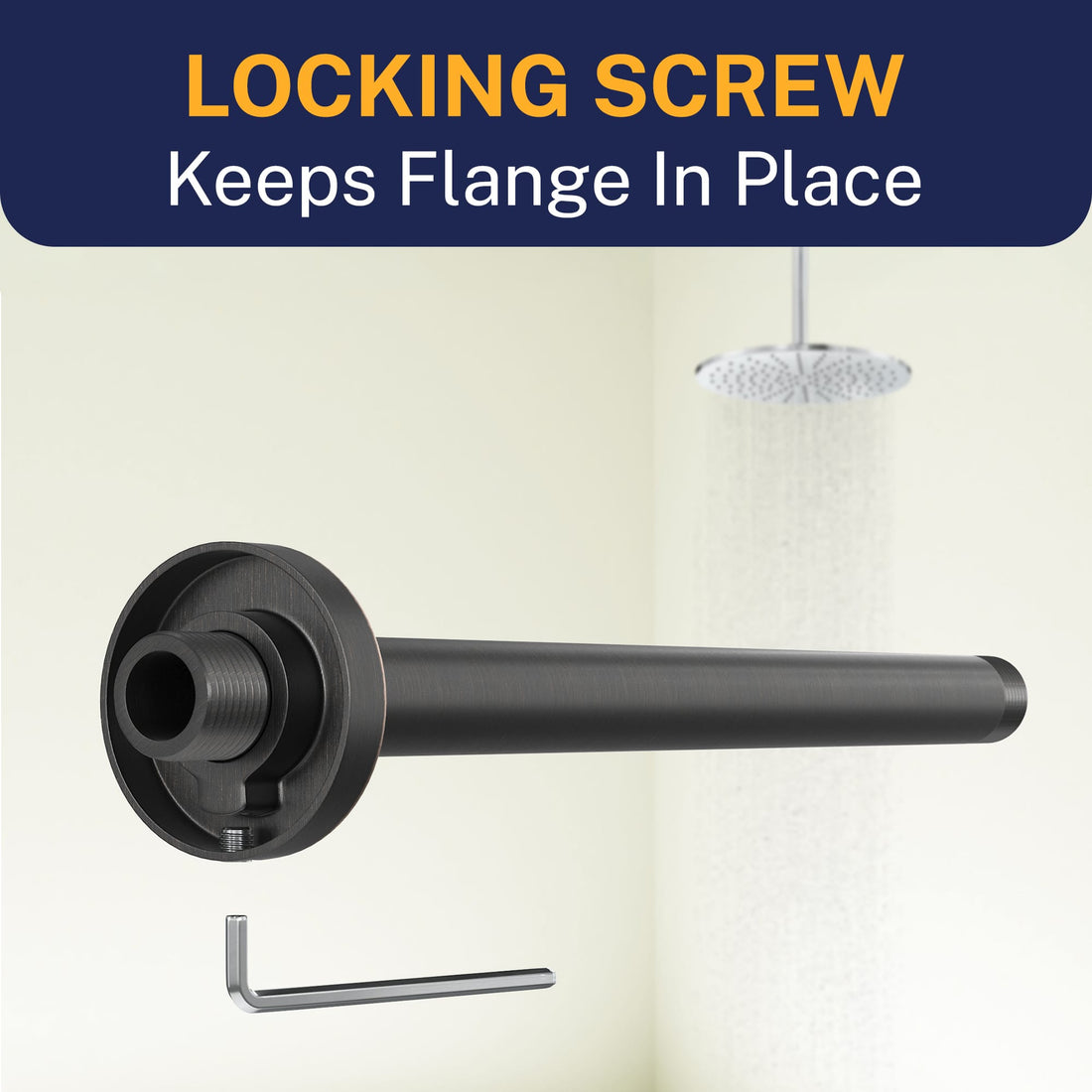 Locking Screw Straight Shower Arm Oil Rubbed Bronze / 12 Inch - The Shower Head Store