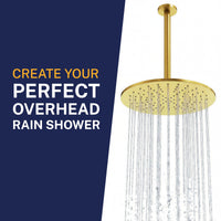 Overhead Shower Straight Shower Arm Brushed Gold / 12 Inch - The Shower Head Store