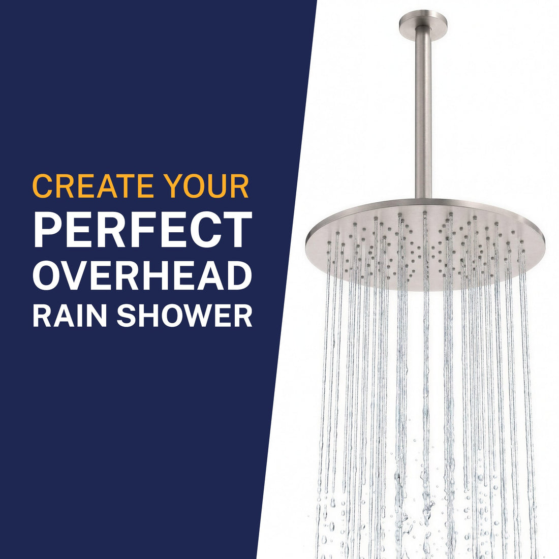 Overhead Shower Straight Shower Arm Brushed Nickel / 12 Inch - The Shower Head Store