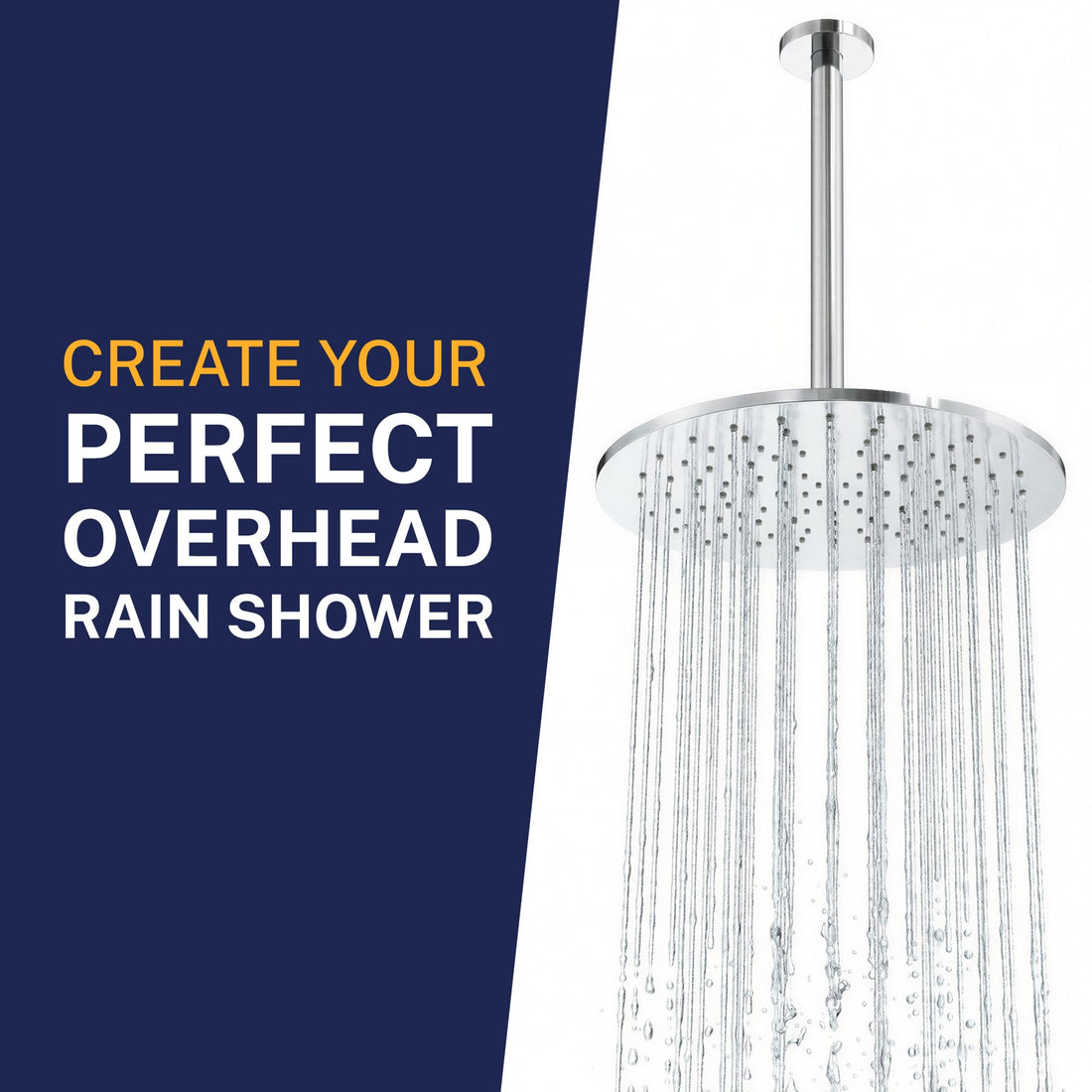 Overhead Shower Straight Shower Arm Chrome / 12 Inch - The Shower Head 