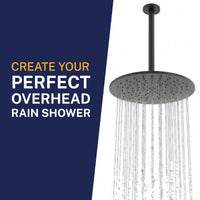 Overhead Rain Shower Straight Shower Arm Matte Black / 12 Inch - The Shower Head Store