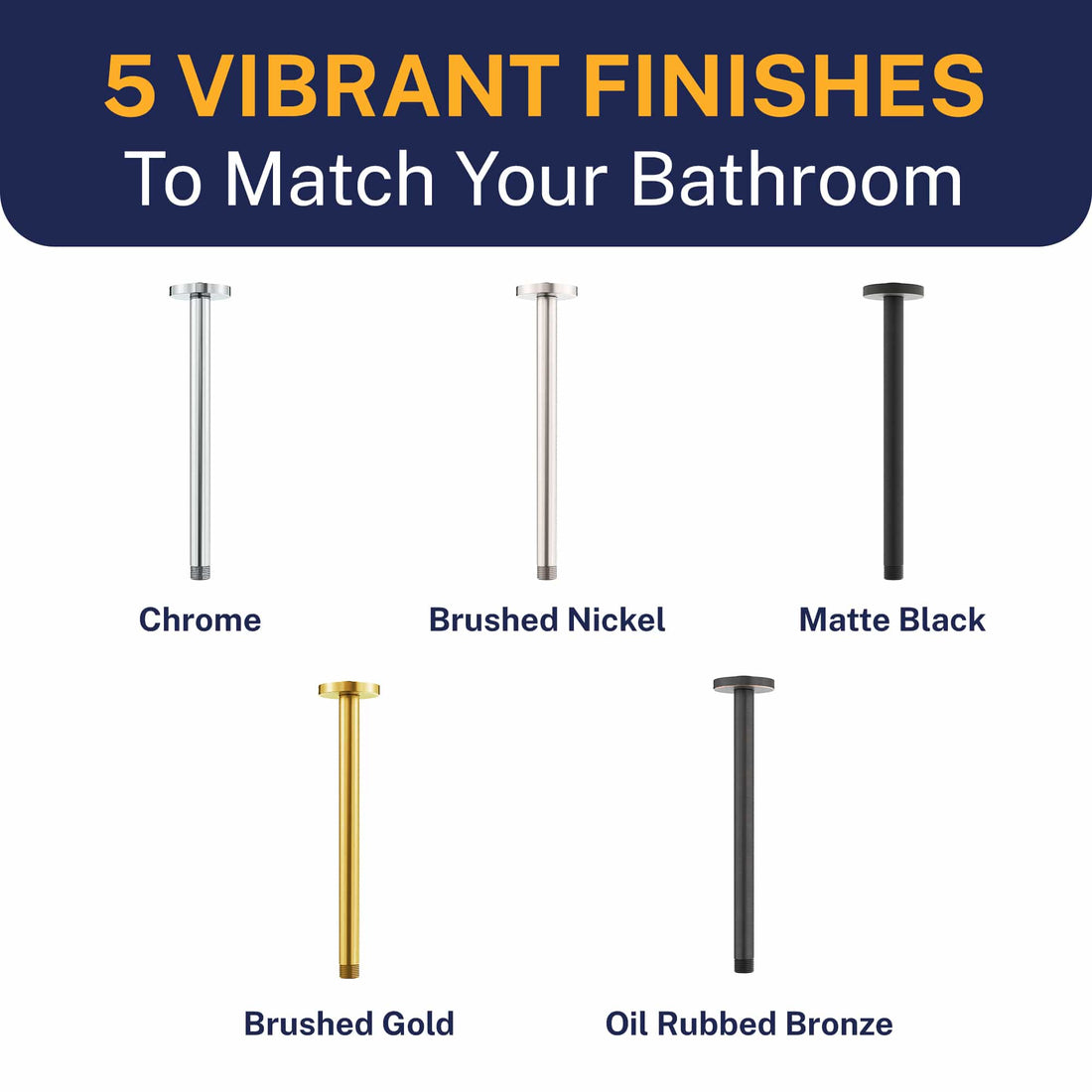 FInish Straight Shower Arm Brushed Nickel / 12 Inch - The Shower Head Store