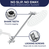 Locking Screws 16 Inch Extra Long Adjustable Shower Arm Extension Pipe Raise or Lower Shower Head Height High Quality Metal Construction Chrome 16 Inch / Chrome - The Shower Head Store