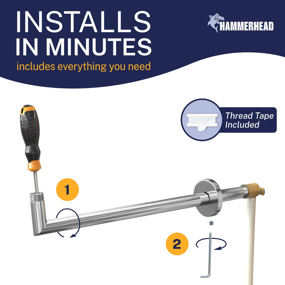 Installation J-Shaped Overhead Shower Arm Chrome - The Shower Head Store