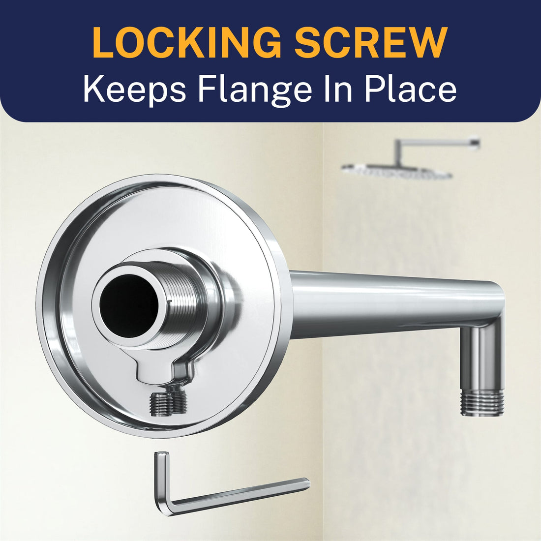 Locking Screw J-Shaped Overhead Shower Arm Chrome - The Shower Head Store
