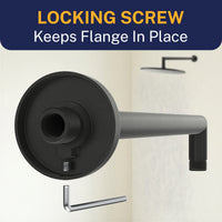 Locking Screw J-Shaped Overhead Shower Arm Matte Black  - The Shower Head Store