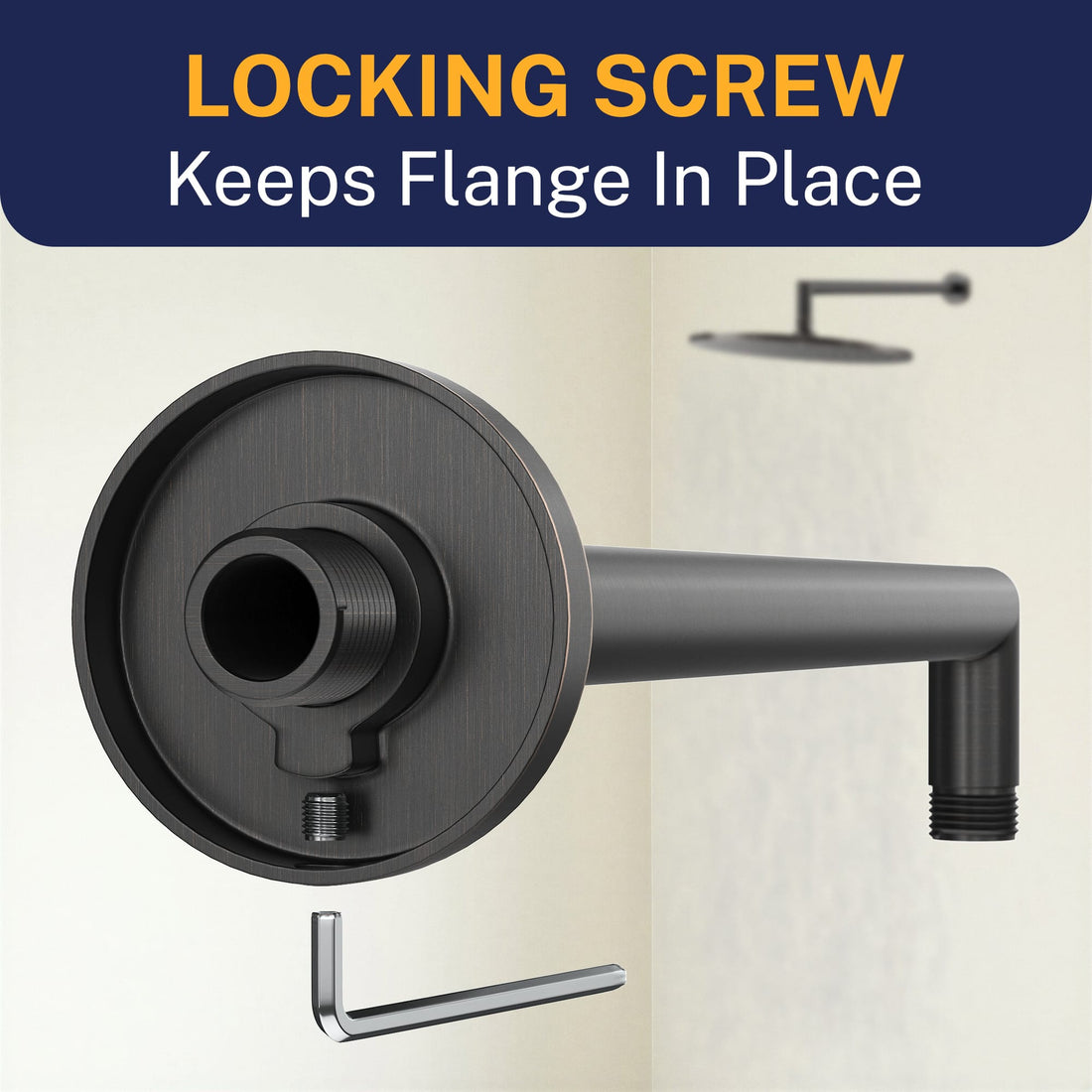 Locking Screw J-Shaped Overhead Shower Arm Oil Rubbed Bronze  - The Shower Head Store