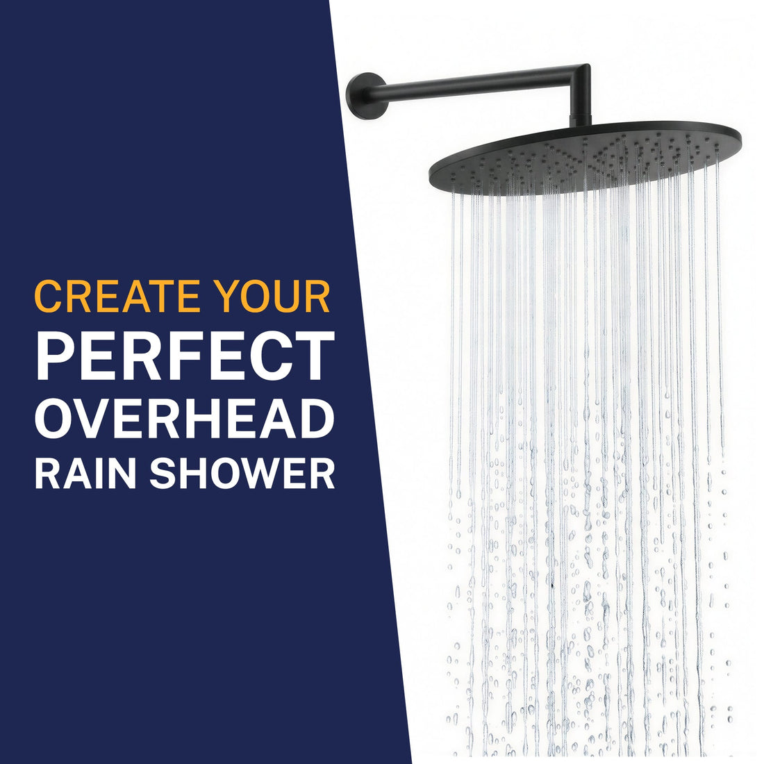 Lifestyle J-Shaped Overhead Shower Arm Matte Black  - The Shower Head Store