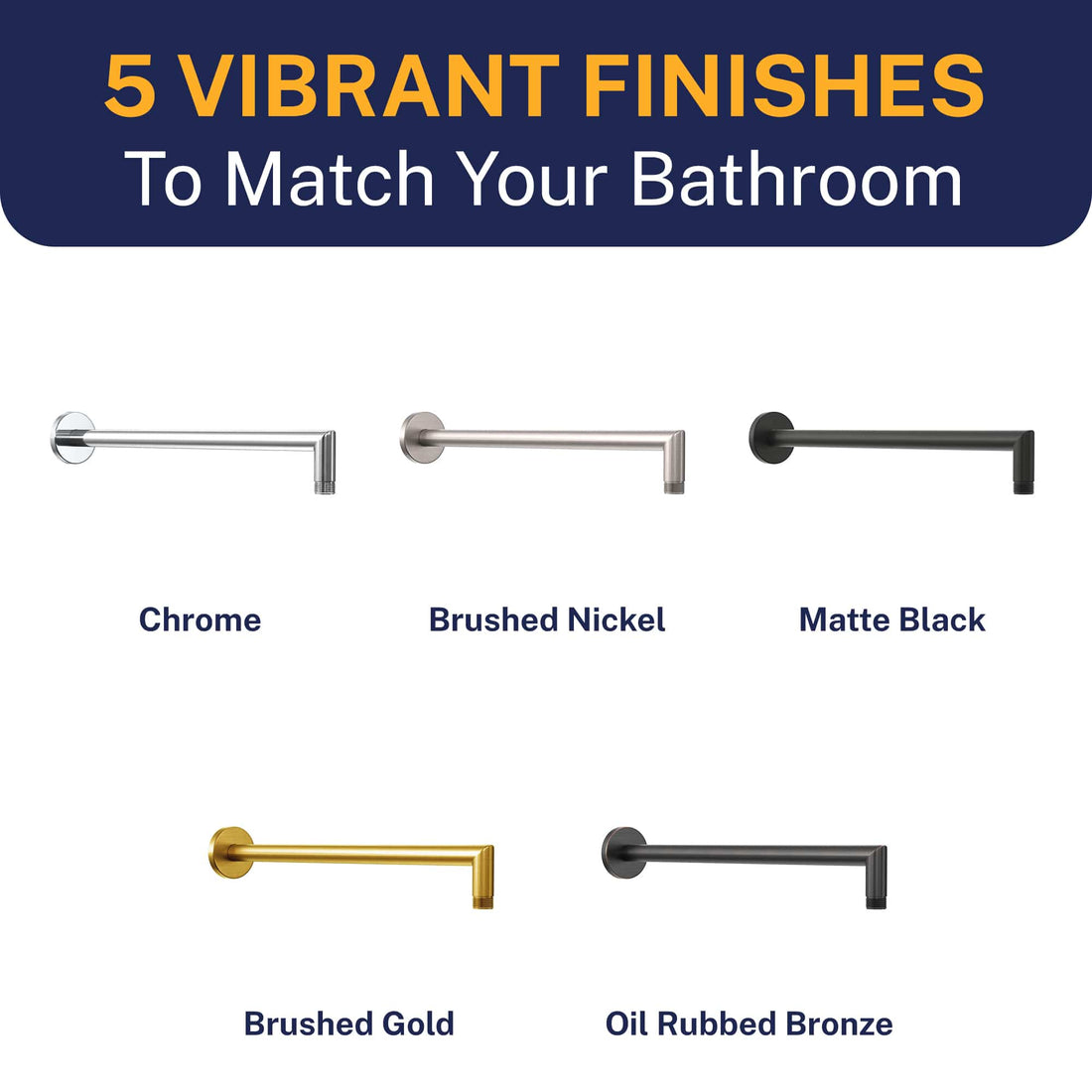 Finish J-Shaped Overhead Shower Arm Chrome - The Shower Head Store