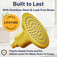 Built to Last Gillian — The METAL Filtered Shower Head Brushed Gold / 2.5 GPM Brushed Gold / 1.75 GPM - The Shower Head Store