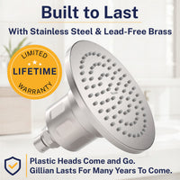 Built to Last Gillian — The METAL Filtered Shower Head Brushed Nickel / 2.5 GPM Brushed Nickel / 1.75 GPM - The Shower Head Store